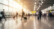 © Neuroillustrator3033 - Blurred airport terminal bustling with travelers carrying luggage expressing a sense of urgency and excitement as they navigate through bright, spacious surroundings filled with natural light.