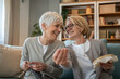 © Migma_Agency - Happy senior women knitting and embroidering together at home