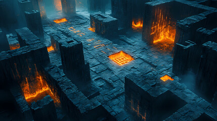 Wall Mural - mysterious ancient underground labyrinth