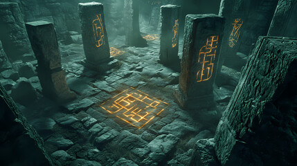 Wall Mural - mysterious ancient underground labyrinth