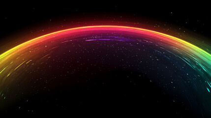 Wall Mural - Rainbow radiance in the black abyss, vibrant spectrum amidst the darkness, colorful depths of the cosmic vortex, enigmatic beauty of the rainbow abyss(generative ai). Cosmic Abyss. Illustration