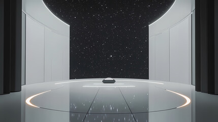 Wall Mural - A futuristic spaceship navigating through the vast emptiness of outer space, surrounded by stars and cosmic mystery. Infinite Emptiness. Illustration
