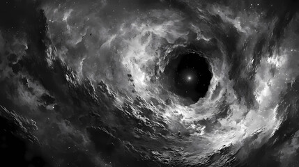 Wall Mural - mysterious cosmic abyss, an enigmatic black hole surrounded by swirling gases and distant stars, emb