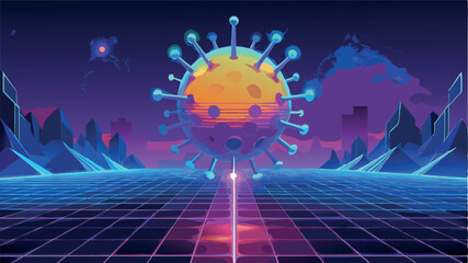 Abstract futuristic background with virus sign, vector illustration