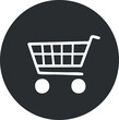 © vadymstock - Black and white shopping cart icon in a circle, symbolizing ecommerce and online shopping.
