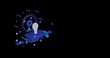 © Alexey - White lamp symbol on a pedestal of abstract geometric shapes floating in the air. Abstract concept art with flying shapes on the left. 3d illustration on black background