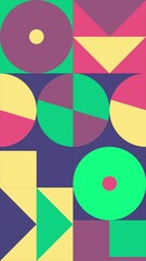 Wall Mural - vertical animated geometric loop pattern. 4k resolution geometric motion design in bright pink, yell