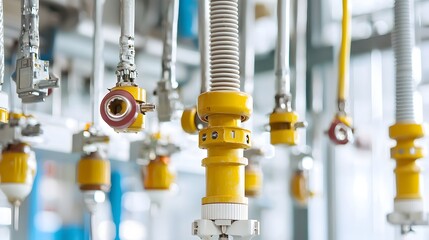 Poster - Closeup view of various ceramic and polymer insulators used in an electrical power transmission infrastructure