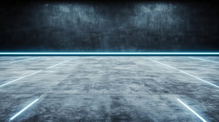 modern industrial background with neon blue lighting