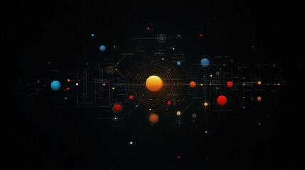 Wall Mural - cosmic network: a visually stunning illustration showcases a connected cosmic network, filled with p