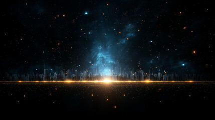 Wall Mural - celestial horizon: a stunning image featuring an expansive view of a luminous horizon, dotted with s