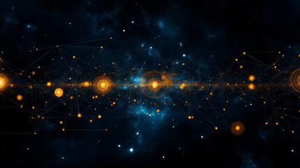 Wall Mural - cosmic connections: a dazzling digital artwork showcasing interconnected nodes and networks, illumin