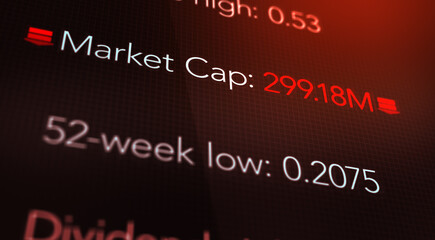  Camera pans across a negative stock market cap in investing interface