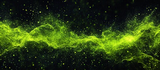 Wall Mural - abstract green wave particle background.