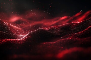 Poster - abstract red particle wave landscape.