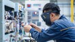 © watchirachat - Welder adjusting equipment in industrial workspace high-definition image professional setting focus on precision