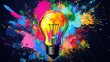 © Egriva - Colorful lightbulb explosion; creative idea, dark background; marketing concept