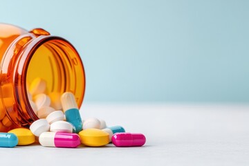 Fototapete - Vibrant Pharmaceutical Wellness Minimalist Pop-Color Prescription Medication Visualization for Modern Healthcare Communication and Digital Pharma Branding