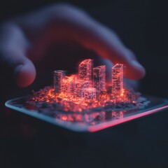 Fototapete - Immersive Urban Digital Twin Next-Gen Smart City Holographic Interface Transforming Infrastructure Management with Cutting-Edge Augmented Reality Visualization