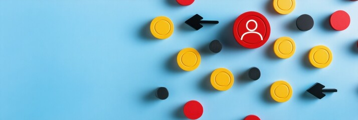 Fototapete - Dynamic Customer-Centric Strategy Visualization Geometric Marketing Insights with Minimalist Color Psychology and Targeted Consumer Flow Design