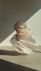 Poster - Sculptural Soft Minimalism Ethereal Draped Fabric Silhouette Exploring Textural Depth, Avant-Garde Design, and Mindful Aesthetic Innovation