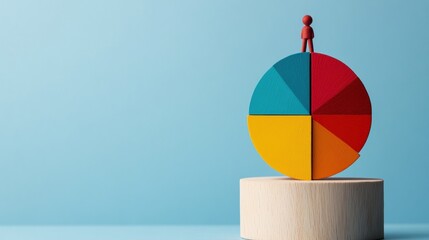 Leinwandbilder - Minimalist Investment Strategy Visualization Vibrant Pie Chart with Stylized Human Figure Showcasing Dynamic Portfolio Allocation and Risk Management Insights
