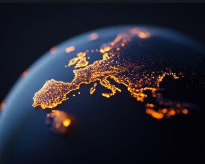 Aufkleber - Luminous Global Networks Geo-Mapped Digital Innovation Revealing Interconnected Economic Potential with Advanced AI-Driven Visualization Technology