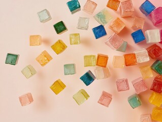 Aufkleber - Translucent Geometric Color Theory Vibrant Glass Cube Mosaic Exploring Digital Design Trends, Creative Communication and Minimalist Aesthetic Innovation