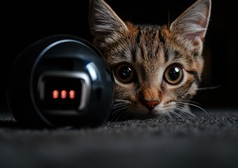Aufkleber - Futuristic Pet Tech Interactive AI-Powered Robotic Companion Transforms Feline Playtime with Cutting-Edge Smart Entertainment and Sensory Engagement