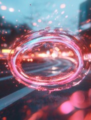 Aufkleber - Holographic Quantum Portal Immersive Digital Transformation Visualization with Dynamic Energy Vortex - Next-Gen Tech Innovation and Futuristic Design Paradigm