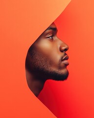 Aufkleber - Minimalist Identity Dynamic Profile Portrait Exploring Gen Z Emotional Landscape with Bold Geometric Color-Block Design for Modern Personal Branding