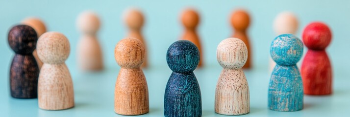 Aufkleber - Inclusive Leadership Insights Adaptive Team Diversity Visualization with Textured Wooden Figurines - Empowering Collaborative Workplace Innovation for Multicultural Professionals