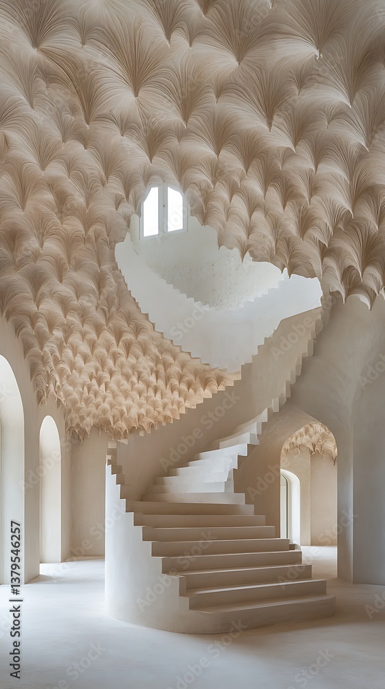 Sculptural Staircase with Interior Design. Stock Photo | Adobe Stock