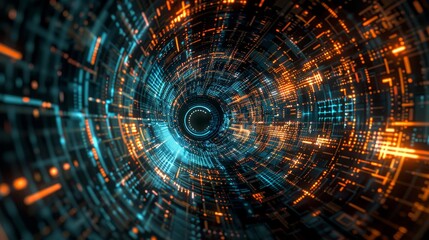 Portal Vortex - Abstract swirling tunnel, futuristic technology, gateway, data stream, cyber space. Symbolizing innovation, connection, speed, progress, and the future