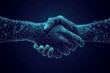 © Ketsaratchaya - A handshake, the symbol of trust and agreement, forms the foundation of a blockchain technology agreement, its points and lines connecting to the internet s vast network