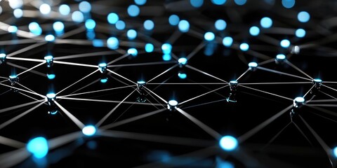 Leinwandbilder - A pulsating, digital plexus of black lines and dots, forming a futuristic grid and intricate connections, representing the interconnectedness of data and intelligence in