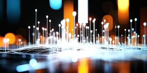 Leinwandbilder - A digital metropolis, where white lines and pulsating dots formed a dynamic cityscape, hinting at a futuristic world where technology intertwined with nature.
