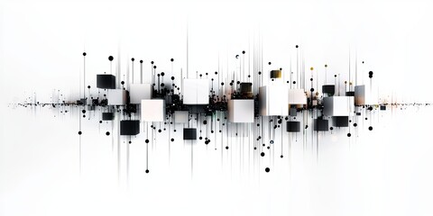 Leinwandbilder - A digital metropolis, where white lines and pulsating dots formed a dynamic cityscape, hinting at a futuristic world where technology intertwined with nature.