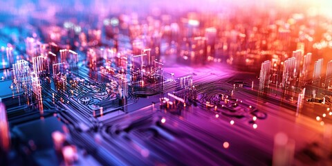 Poster - A 3D landscape of interconnected points and lines, forming intricate patterns reminiscent of a futuristic circuit board, hinting at a vast and complex network.