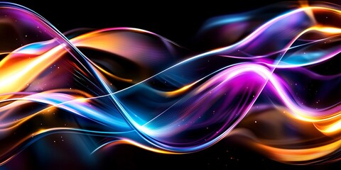 Fototapete - A vibrant tapestry of flowing curves, representing the dynamic and interconnected nature of the digital world, forms an abstract background perfect for technology, scienc