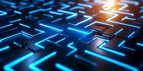 Leinwandbilder - A clear blue path, the optimal route through a labyrinth of potential movement options, signifies a strategic business plan, where risks are managed and opportunities sei