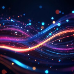 Wall Mural - dynamic glowing abstract 3d cartoon scene with lines and particles