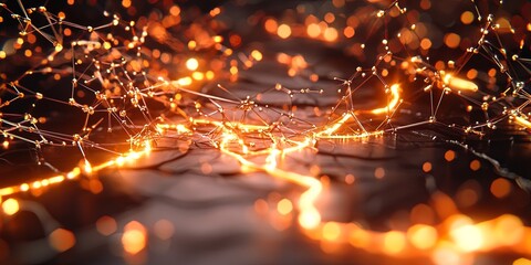 Leinwandbilder - A futuristic, abstract backdrop featuring a network of interconnected nodes and glowing lines, symbolizing scientific innovation and progress.