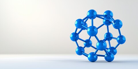 Aufkleber - A 3D illustration of a vibrant, crystalline blue molecule, showcasing its intricate structure and molecular bonds, ready for use in medical, scientific, or educational co