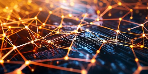 Poster - A vibrant tapestry of glowing lines and interconnected nodes, symbolizing the interconnectedness of the digital world, a testament to the power of technology.