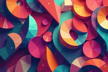 Wall Mural - Abstract geometric shapes, endlessly repeating in vibrant hues , modern, contemporary, color