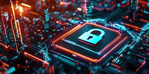 Poster - A global network, a shield against cyber threats, where business professionals, armed with encryption technology, protect sensitive personal information, symbolized by a