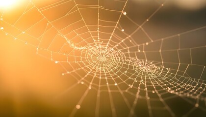 Wall Mural - spider web with dew drops on it