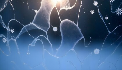 Wall Mural - close up of a frosted window with snow flakes