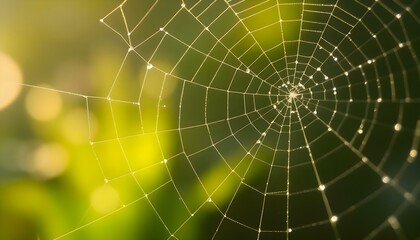 Wall Mural - spider web with dew drops on it